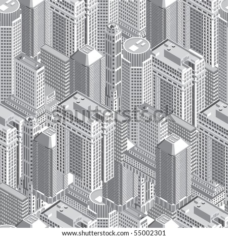 Seamless pattern with buildings