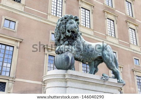 Stockholm. Sculptural image of the lion, one of city symbols