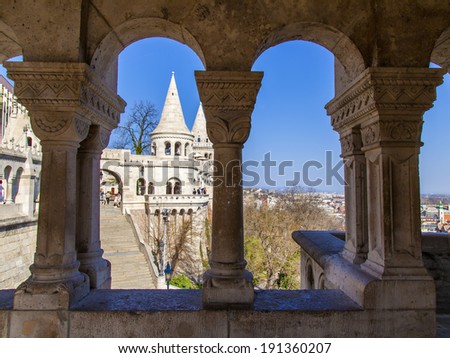 Budapest, Hungary, March 22, 2014 . Fishermen \'s Bastion . Fishermen\'s bastion is one of the most recognizable and popular sights