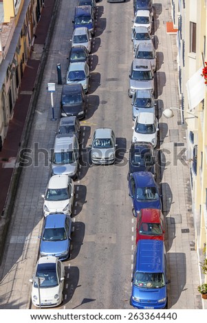 Nice, France, on March 13, 2015. A parking on entry into the old city, the top view
