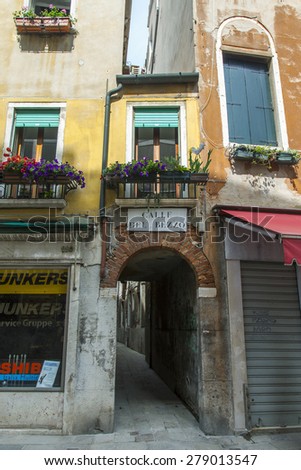 VENICE, ITALY - on APRIL 29, 2015. An architectural fragment of the ancient building
