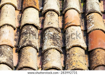 Old red tile roof