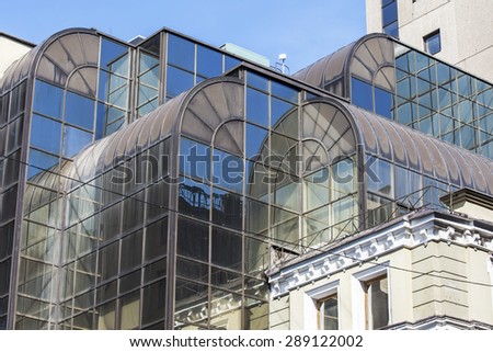 MOSCOW, RUSSIA, on APRIL 12, 2015. Architectural fragment of modern building