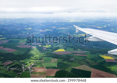 The top view from a window of the plane coming in the land