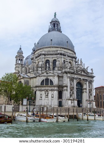 VENICE, ITALY â?? on MAY 3, 2015. Virgin Mary's basilica of Curing (Basilica di Santa Maria della Salute)