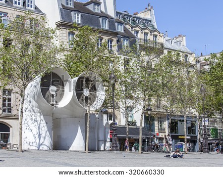 PARIS, FRANCE, on AUGUST 29, 2015. A fragment of an architectural complex of the square in front of the Centre Georges Pompidou