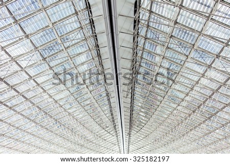 PARIS, FRANCE, on SEPTEMBER 1, 2015. A ceiling design in the terminal of the airport Charles de Gaulle