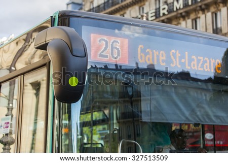 PARIS, FRANCE, on AUGUST 29, 2015. The bus on the Parisian street