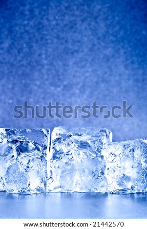fresh blue toned ice cubes  background
