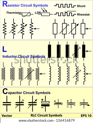 Rlc Circuit Symbols Stock Vector Illustration 126416879 : Shutterstock