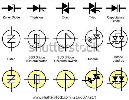 Thyristor DIAC and TRIAC Symbols Foto stock © 