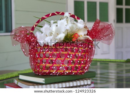 Basket of flowers on the table