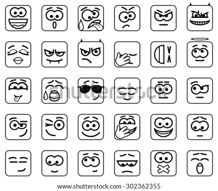 Set Vector Square Smileys with rounded corners