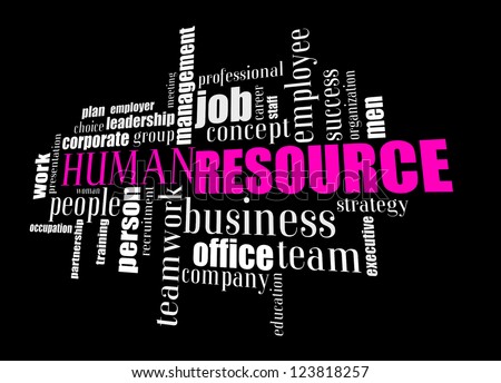 Info text graphic Human Resource in word shape isolated in black background