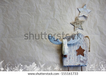 Christmas elk background with ice crystals