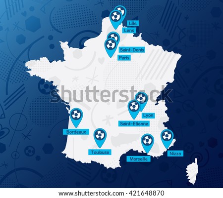 France soccer infographic 2016. Flat Vector Icon.