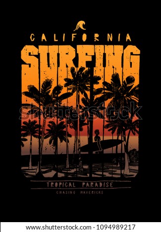 surfing california palm beach chase the mavericks vintage typography t-shirt print