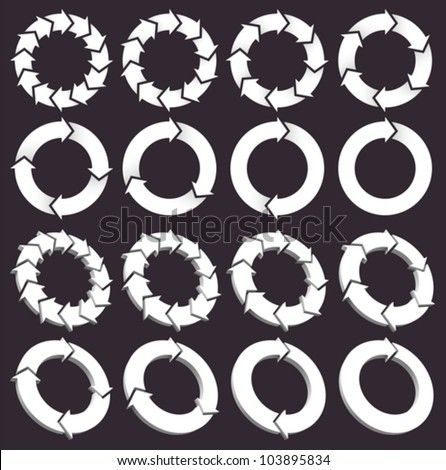 Set of circular arrows icons logos.