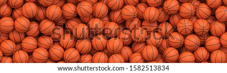 Basketball balls background. Many orange basketball balls lying in a pile. Realistic vector background
