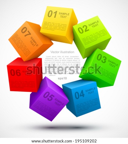 Colored cubes 3D with options.