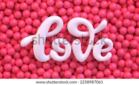 Similar – Image, Stock Photo Love word from rose petals on pink background. Valentine day concept