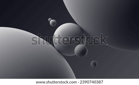 Abstract minimalistic composition with soft balancing levitating spheres. Trendy minimal dynamic banner design with balls. Primitive geometric shapes in clean minimalist style. Vector illustration