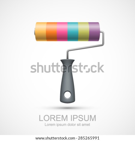 Colorful paint roller icon. Global colors - easy to change.