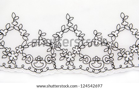 Black and White Lace Fabric on white background