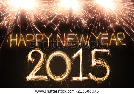 Happy new year 2015 written with Sparkling figures
