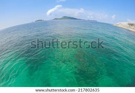Tropical beautiful Sea with small island (fish-eye lens)