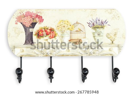 Vintage wall hanger or wall hook isolated on white background