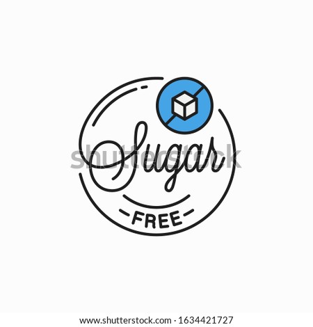 Sugar free logo. Round linear logo of sugar on white background