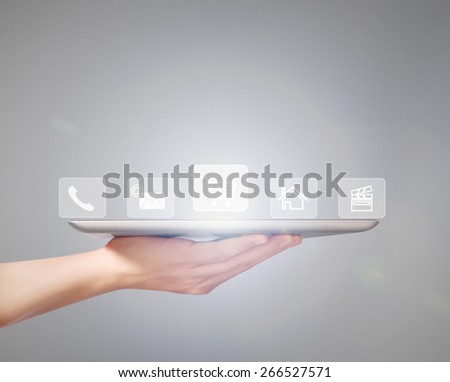 Man shows tablet modern technology as concept