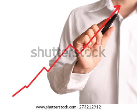 Man hand drawing a chart show