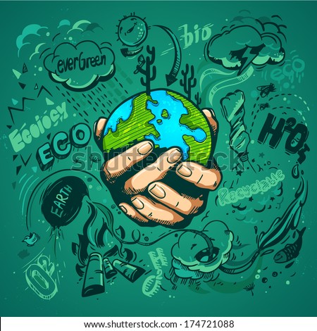 Human hands holding Earth, save earth concept.