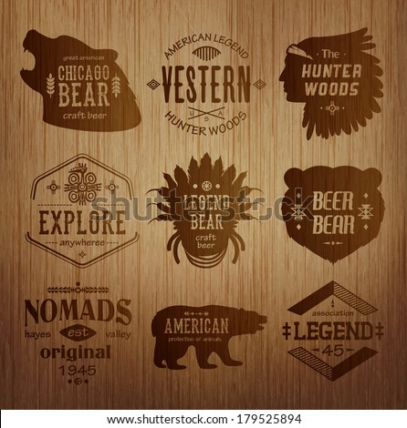 Set of native american labels