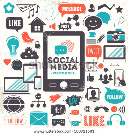 Social media icons. Vector set