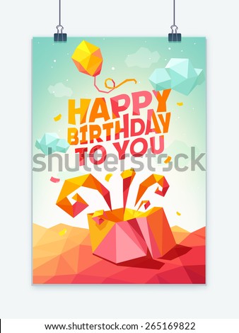 Birthday card with low polygonal art