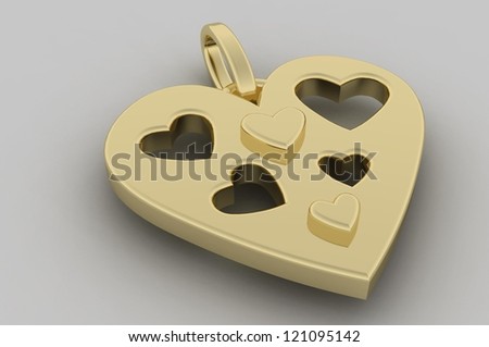 Yellow gold heart pendant valentine / Gold heart pendant