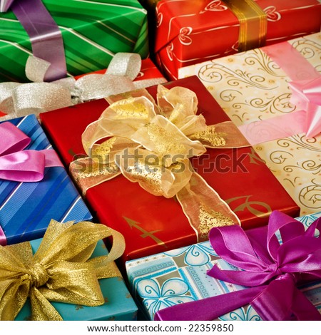 Close up view of the gift boxes background