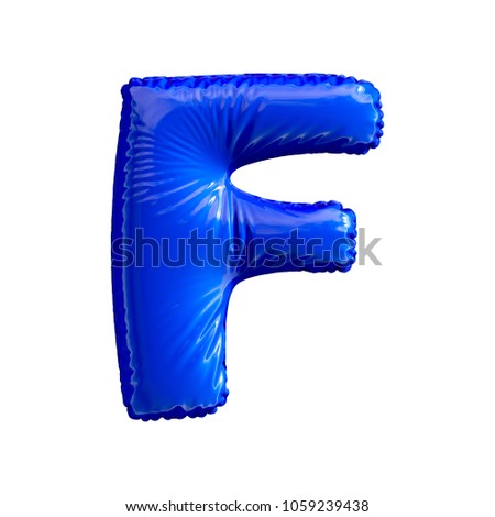 Blue letter F made of inflatable balloon isolated on white background. 3d rendering Stok fotoğraf © 