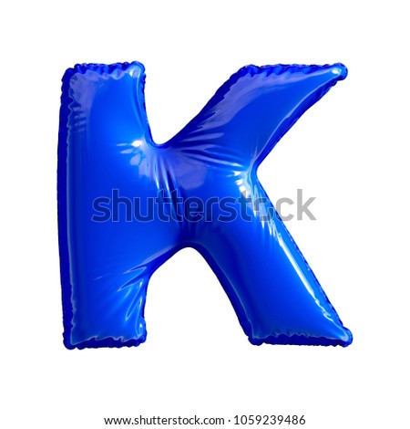 Blue letter K made of inflatable balloon isolated on white background. 3d rendering Stock fotó © 