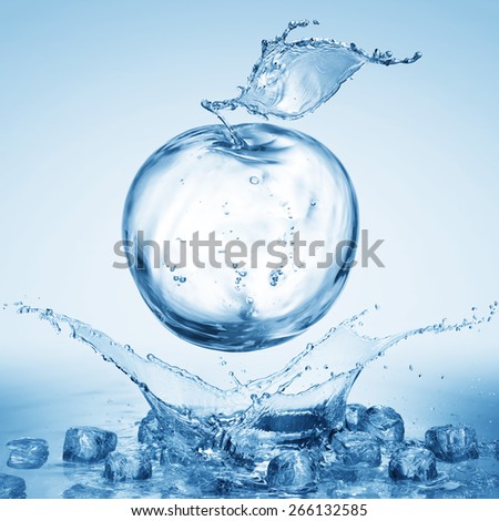 glass with cola and ice  in water splash