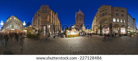 HANNOVER, GERMANY - NOVEMBER  29, 2011: Traditional Christmas market in old Hannover. 360 degree panorama