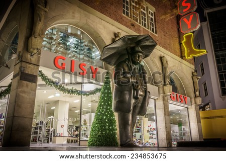 HANNOVER, GERMANY - NOVEMBER  26, 2014: Christmas illumination on streets in the center of Hannover