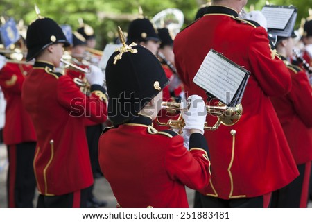 HANNOVER, GERMANY - MAY  17, 2014: The Brentwood Imperial Youth Band is a traditional marching band gives a concert in Hannover