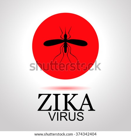 sets mosquito image as icons. One icon with the image of a mosquito is red, indicating the Zika virus infection. vektor illustration with text 