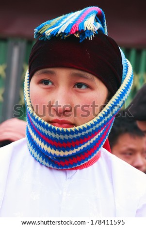 HAGIANG, VIETNAM - FEBRUARY 16: unidentified  woman Ethnic Minority People at February 16, 2014 in HAGIANG, VIETNAM. HAGIANG is the northernmost province of Vietnam
