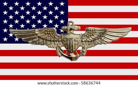 U.S. Navy gold wings over U.S. flag