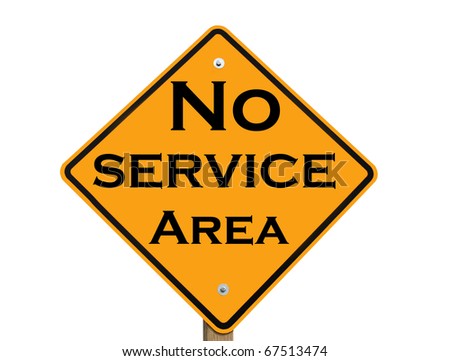 no service area warning sign isolated with clipping path at this size